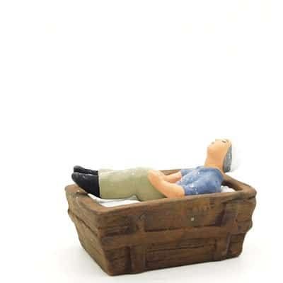 santon de provence peint à la main boulanger endormi dans le pétrin