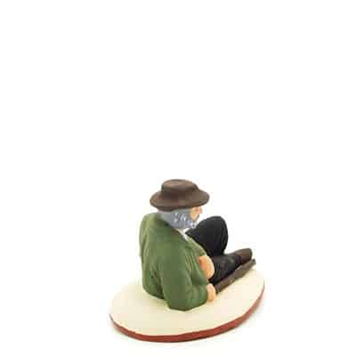 Santons peints Berger couché profil