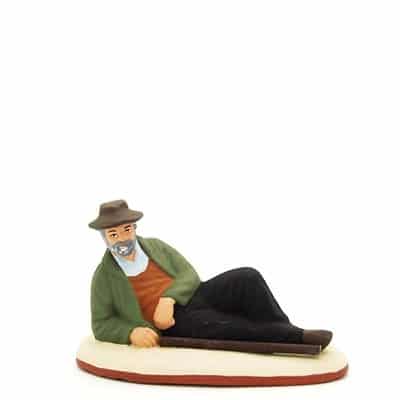 Santons peints Berger couché