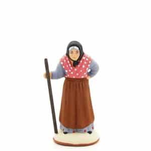 santon peint à la main femme baton