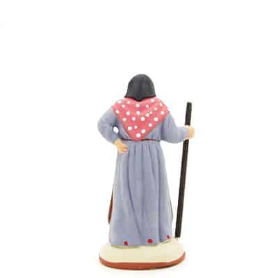 santon peint à la main femme baton dos