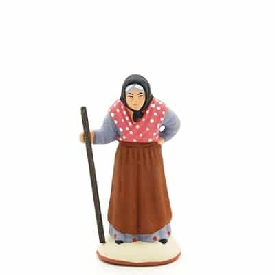 santon peint à la main femme baton