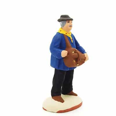 L'homme à la vielle - santon de Provence peint à la main profil