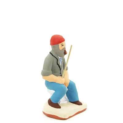 santon de provence peint à la main pecheur en mer profil
