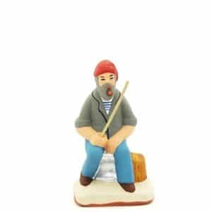 santon de provence peint à la main pecheur en mer