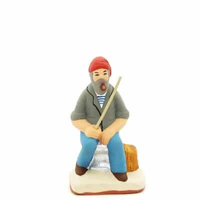 santon de provence peint à la main pecheur en mer