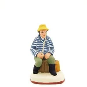 santon de provence peint à la main pêcheur riviere