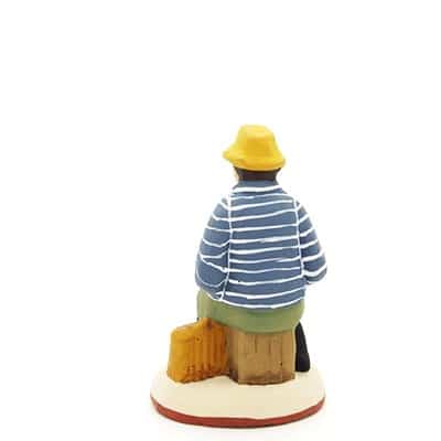 santon de provence peint à la main pêcheur riviere dos