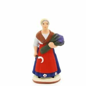 santon peint à la main femme serpe lavande