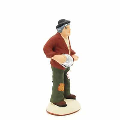 santon de provence peint à la main mendiant profil