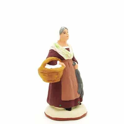 santon peint à la main femme au lapin profil