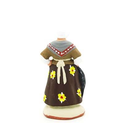 santon peint à la main femme à la poule dos