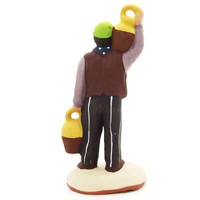 santon de provence peint à la main homme à la cruche dos