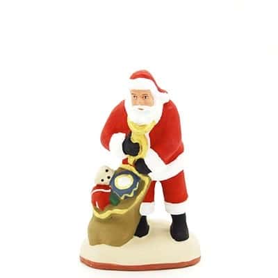 santon de provence peint à la main papa noel sac aux pieds