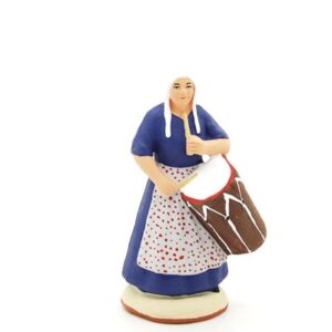 santon peint à la main femme tambourinaire