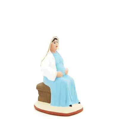 santon de provence peint à la main vierge assise enceinte profil