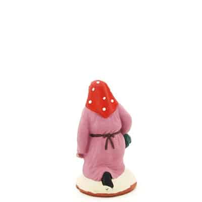 santon de provence peint à la main ramasseuse lavande accroupi dos