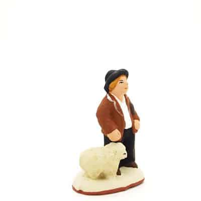 santon peint à la main garçon berger mouton profil