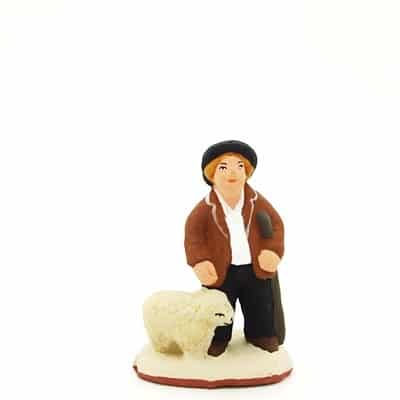 santon peint à la main garçon berger mouton