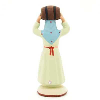 santon peint à la main femme au tonneau dos