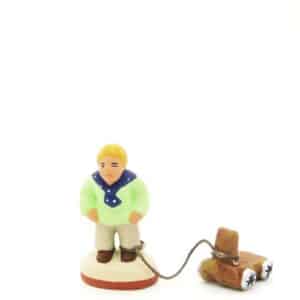 santon peint main enfant à la carriole