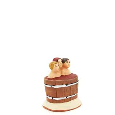 santon provence 3 enfants dans le chaudron peint à la mains profil