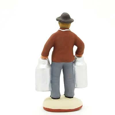 santon de provence peint à la main laitier dos