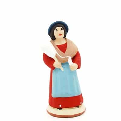 santon peint à la main la fileuse debout