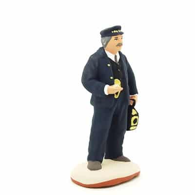 Santon peint à la main le chef de gare profil