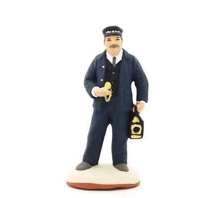 Santon peint à la main le chef de gare