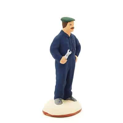 santon de provence peint à la main le mécanicien profil