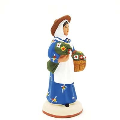 santon peint à la main femme fleuriste profil