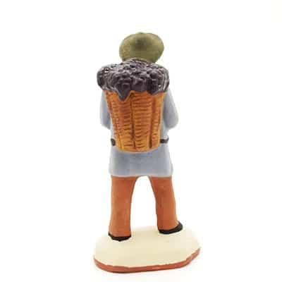 santon de provence peint à la main vendangeur dos