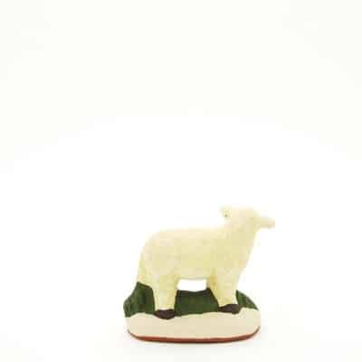 santon de Provence agneau debout tête gauche peint à la main dos