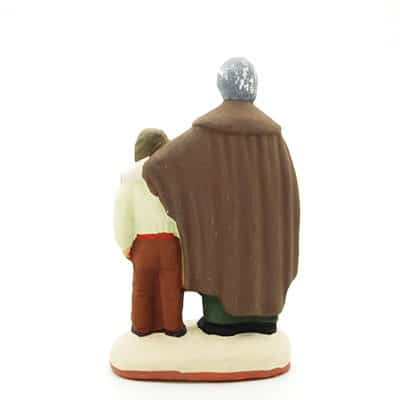 Aveugle et enfant santon peint main dos