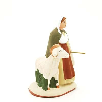 santon peint à la main femme et sa chèvre profil