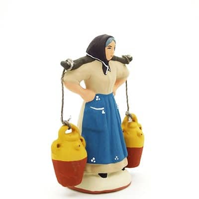 santon de provence la porteuse d'eau peint à la main profil