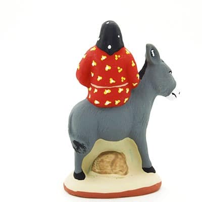 femme et son âne santon de provence peint à la main dos