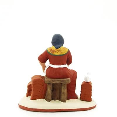 santon de Provence femme aux tuiles peint a la main dos