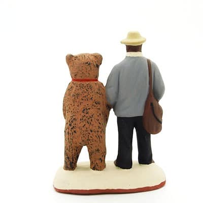 santon de provence l'homme et l'ours peint à la main dos