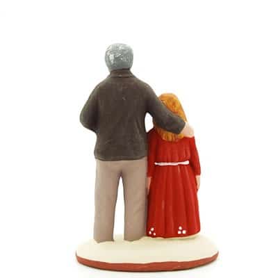 santon de provence peint à la main papa et sa fille dos