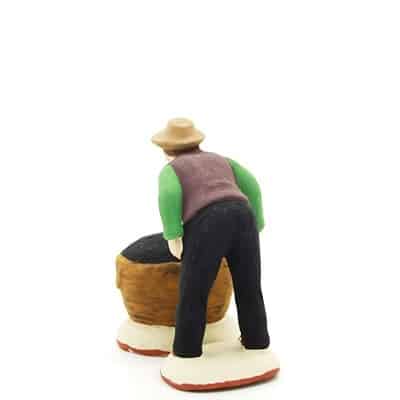 santon de provence ramasseur d'olives et son sac peint à la main dos