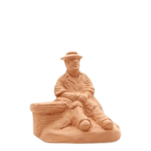 Pêcheur assis au filet à peindre