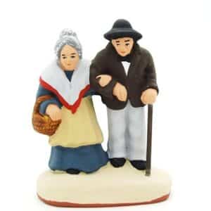 Vieux Gracet et Gracette santon de provence peint à la main