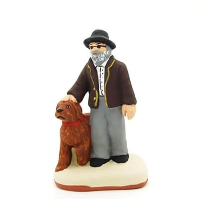 Santon peint à la main L'aveugle et son chien
