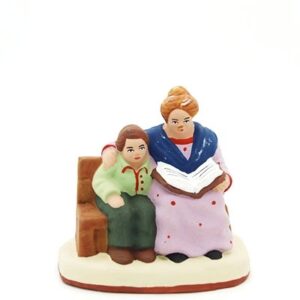 santon de provence la liseuse et l'enfant peint à la main