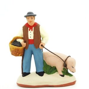 Le ramasseur de truffes - santon de Provence peint à la main