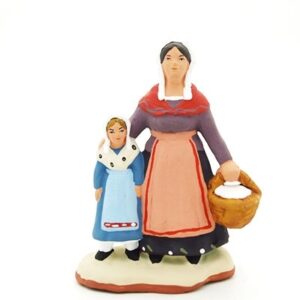 santon peint à la main femme et fille
