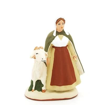 santon peint à la main femme et sa chèvre
