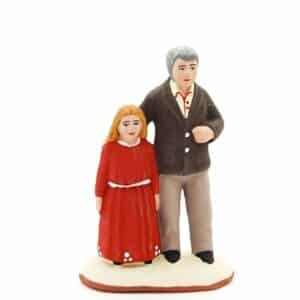 santon de provence peint à la main papa et sa fille